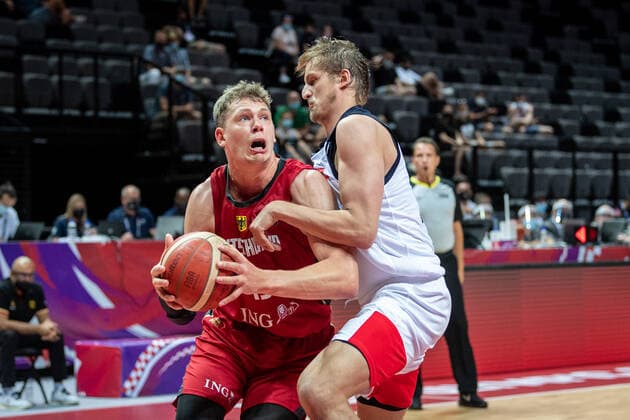 Basketball Split 01 07 2021 Olympic Qualification FIBA Olympic Qualifying Tournament 2020 Group Stage, Group A Russia RUS Germany GER Moritz Wagner Germany, No 13 Timofey Mozgov Russia, No 15