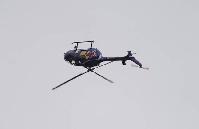 Formula 1 BWT Austrian Grand Prix 2021 01 07 2021, Red Bull Ring , Spielberg, Formula 1 BWT Austrian Grand Prix 2021 , pictured A helicopter performs tricks over the Red Bull Ring in Spielberg, Austria. nordphotoxGmbHx xBratic nph00250