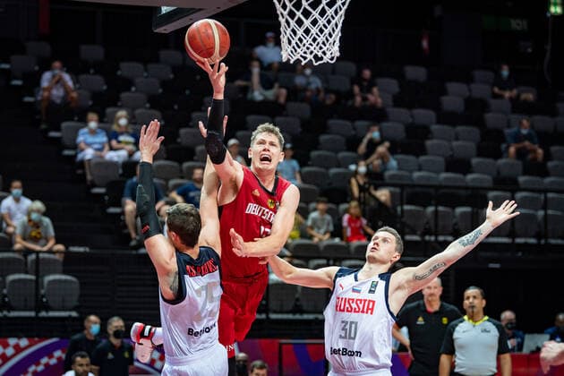 Basketball Split 01 07 2021 Olympic Qualification FIBA Olympic Qualifying Tournament 2020 Group Stage, Group A Russia RUS Germany GER Moritz Wagner Germany, No 13 Anton Astapkovich Russia, No 25 Mikhail Kulagin Russia, No 30