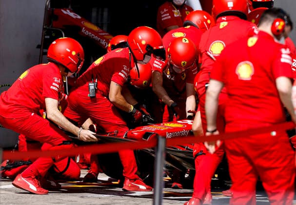 Scuderia Ferrari Mission Winnow Team during pit stop practice, F1 Grand Prix of Austria at Red Bull Ring on July 1, 2021 in Spielberg, Austria Photo by HOCH ZWEI Spielberg Austria