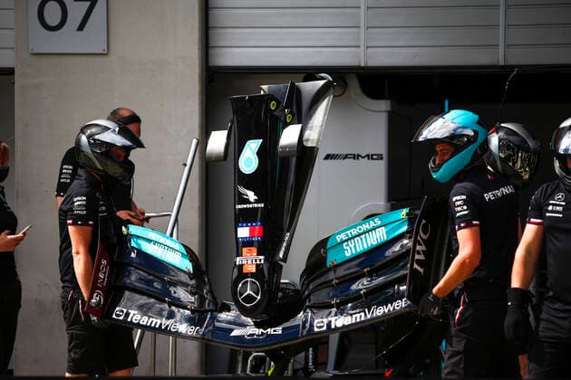 Mercedes AMG Petronas F1 Team during pit stop practice, F1 Grand Prix of Austria at Red Bull Ring on July 1, 2021 in Spielberg, Austria Photo by HOCH ZWEI Spielberg Austria