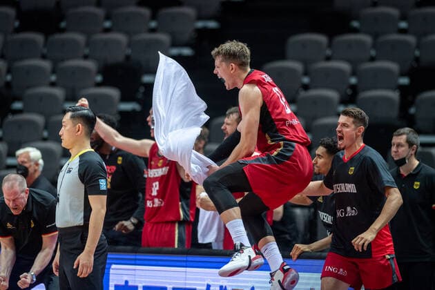 Basketball Split 01 07 2021 Olympic Qualification FIBA Olympic Qualifying Tournament 2020 Group Stage, Group A Russia RUS Germany GER Cheers Moritz Wagner Germany, No 13 and Others