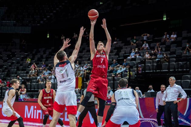 Basketball Split 01 07 2021 Olympic Qualification FIBA Olympic Qualifying Tournament 2020 Group Stage, Group A Russia RUS Germany GER Johannes Voigtmann Germany, No 07 Semen Antonov Russia, No 11 Anton Astapkovich Russia, No 25