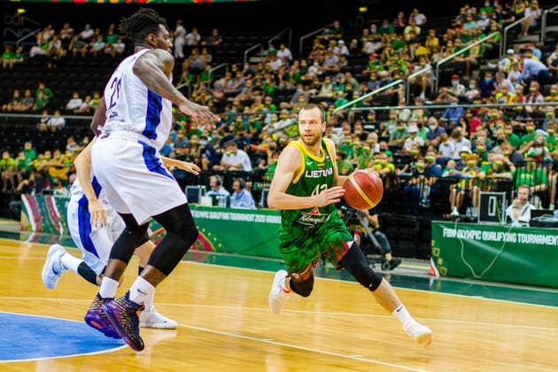 KOWNO, ZALGIRIO ARENA 01.07.2021 KWALIFIKACJE OLIMPIJSKIE TOKYO 2020 FIBA OLYMPIC QUALIFYING TOURNAMENT 2020 KOREA - LITWA KOREA - LITHUANIA NZ LUKAS LEKAVICIUS (43) Pawel Pietranik NEWSPIX.pl --- Newspix.pl  PIETRANIK010721_127