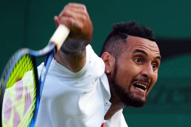 Mandatory Credit: Photo by Javier Garcia Shutterstock (12191440is) Nick Kyrgios during his second round match Wimbledon Tennis Championships, Day 4, The All England Lawn Tennis and Croquet Club, London, UK - 01 Jul 2021 Wimbledon Tennis Championships, Day 4, The All England Lawn Tennis and Croquet Club, London, UK - 01 Jul 2021  Copyright: xJavierxGarcia Shutterstockx 12191440is