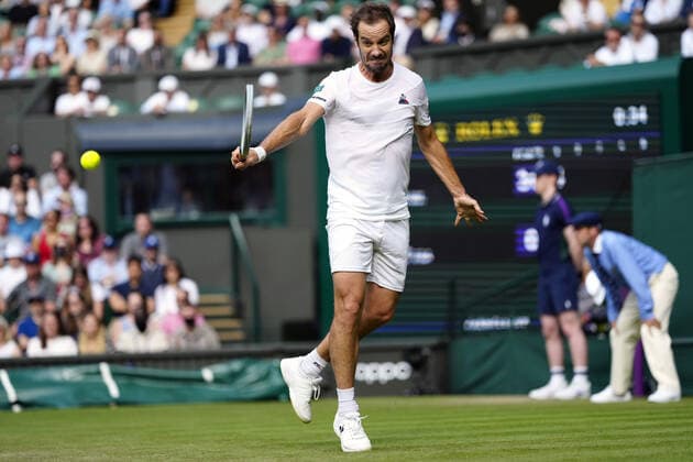 Mandatory Credit: Photo by Shutterstock (12191444ca) Richard Gasquet during his second round match Wimbledon Tennis Championships, Day 4, The All England Lawn Tennis and Croquet Club, London, UK - 01 Jul 2021 Wimbledon Tennis Championships, Day 4, The All England Lawn Tennis and Croquet Club, London, UK - 01 Jul 2021  Copyright: xShutterstockx 12191444ca
