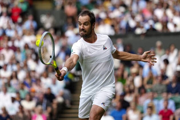 Mandatory Credit: Photo by Shutterstock (12191444cf) Richard Gasquet during his second round match Wimbledon Tennis Championships, Day 4, The All England Lawn Tennis and Croquet Club, London, UK - 01 Jul 2021 Wimbledon Tennis Championships, Day 4, The All England Lawn Tennis and Croquet Club, London, UK - 01 Jul 2021  Copyright: xShutterstockx 12191444cf
