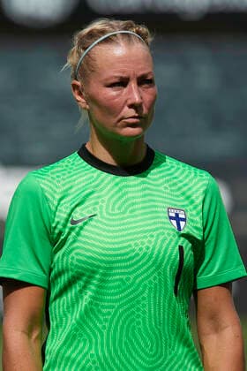 Finland v Russia - Women s International Friendly, Länderspiel, Nationalmannschaft Paula Myllyoja of Finland poses during the national anthem prior to the Women s International Friendly match between Finland and Russia at Estadio Cartagonova on June 14, 2021 in Cartagena, Spain. Cartagena Murcia Spain breton-finlandv210614_nppW7  Copyright: xJosexBretonx