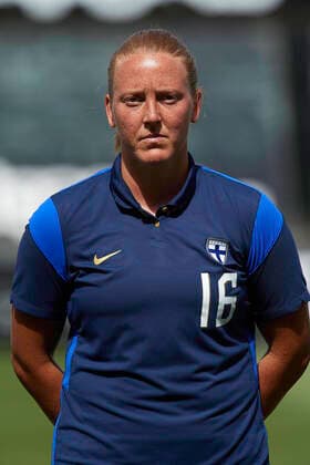 Finland v Russia - Women s International Friendly, Länderspiel, Nationalmannschaft Anna Westerlund of Finland poses during the national anthem prior to the Women s International Friendly match between Finland and Russia at Estadio Cartagonova on June 14, 2021 in Cartagena, Spain. Cartagena Murcia Spain breton-finlandv210614_npE93  Copyright: xJosexBretonx