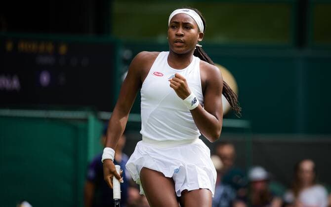 Mandatory Credit: Photo by Rob Prange Shutterstock (12191441fl) Cori Gauff of the United States in action during the second round of the 2021 Wimbledon Championships Grand Slam tennis tournament Wimbledon Tennis Championships, Day 4, The All England Lawn Tennis and Croquet Club, London, UK - 01 Jul 2021 Wimbledon Tennis Championships, Day 4, The All England Lawn Tennis and Croquet Club, London, UK - 01 Jul 2021  Copyright: xRobxPrange Shutterstockx 12191441fl