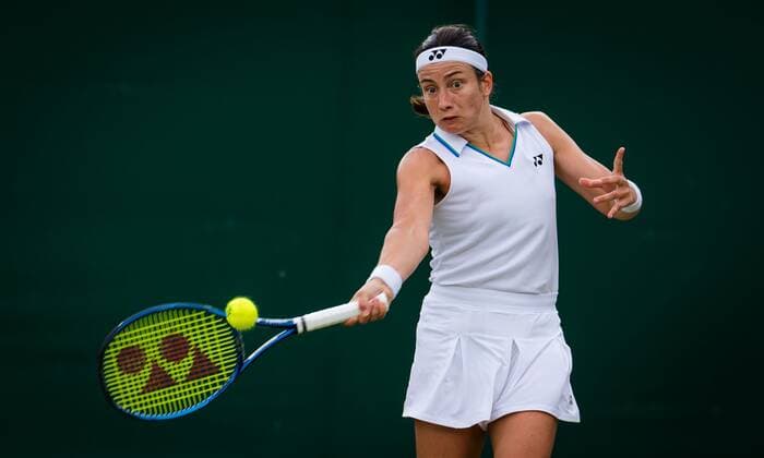 Mandatory Credit: Photo by Rob Prange Shutterstock (12191441fu) Anastasija Sevastova of Latvia in action during the second round of the 2021 Wimbledon Championships Grand Slam tennis tournament Wimbledon Tennis Championships, Day 4, The All England Lawn Tennis and Croquet Club, London, UK - 01 Jul 2021 Wimbledon Tennis Championships, Day 4, The All England Lawn Tennis and Croquet Club, London, UK - 01 Jul 2021  Copyright: xRobxPrange Shutterstockx 12191441fu