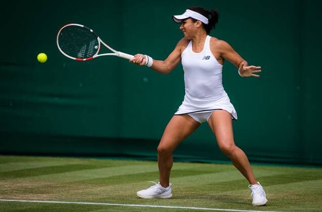 Mandatory Credit: Photo by Rob Prange Shutterstock (12191441gz) Heather Watson of Great Britain playing doubles with Harriet Dart at the 2021 Wimbledon Championships Grand Slam tennis tournament Wimbledon Tennis Championships, Day 4, The All England Lawn Tennis and Croquet Club, London, UK - 01 Jul 2021 Wimbledon Tennis Championships, Day 4, The All England Lawn Tennis and Croquet Club, London, UK - 01 Jul 2021  Copyright: xRobxPrange Shutterstockx 12191441gz