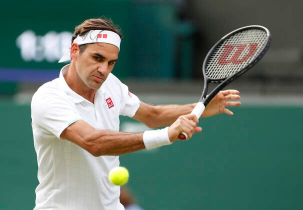 (210702) -- LONDON, July 2, 2021 -- Roger Federer of Switzerland competes during the men s singles second round match between Roger Federer of Switzerland and Richard Gasquet of France at Wimbledon Championship in London, Britain, on July 1, 2021. ) (SP)BRITAIN-LONDON-TENNIS-WIMBLEDON-DAY 4 HanxYan 