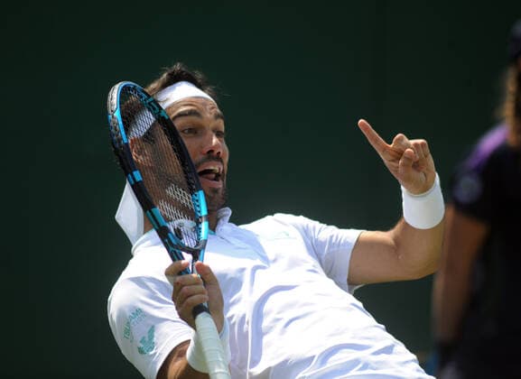 Tennis - 2021 All England Championships - Week One - Day Five (Friday) - Wimbledon Fabio Fognini v Andre Rublev Fabio Fognini of Italy 