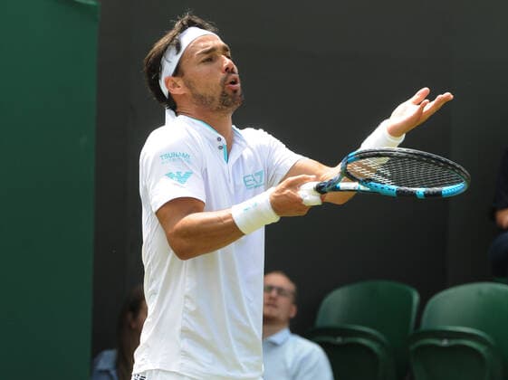 Tennis - 2021 All England Championships - Week One - Day Five (Friday) - Wimbledon Fabio Fognini v Andre Rublev Fabio Fognini of Italy 