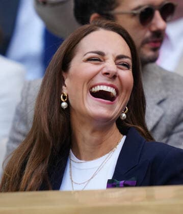 Mandatory Credit: Photo by Shutterstock (12193045f) Catherine Duchess of Cambridge watching the action from the Royal Box on Centre Court Wimbledon Tennis Championships, Day 5, The All England Lawn Tennis and Croquet Club, London, UK - 02 Jul 2021 Wimbledon Tennis Championships, Day 5, The All England Lawn Tennis and Croquet Club, London, UK - 02 Jul 2021  Copyright: xShutterstockx 12193045f