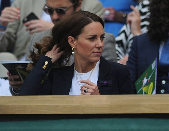 Tennis - 2021 All England Championships - Week One - Day Five (Friday) - Wimbledon Ons Jabeur v Garbine Muguruza HRH The Duchess of Cambridge (Kate) in the Royal Box on Centre Court 