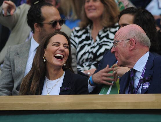 Tennis - 2021 All England Championships - Week One - Day Five (Friday) - Wimbledon Ons Jabeur v Garbine Muguruza HRH The Duchess of Cambridge (Kate) in the Royal Box on Centre Court 