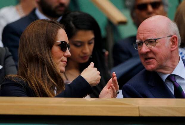 Mandatory Credit: Photo by Shutterstock (12193047j) Kate Middleton, HRH Duchess of Cambridge, watches from the Royal Box Wimbledon Tennis Championships, Day 5, The All England Lawn Tennis and Croquet Club, London, UK - 02 Jul 2021 Wimbledon Tennis Championships, Day 5, The All England Lawn Tennis and Croquet Club, London, UK - 02 Jul 2021 Copyright: xShutterstockx 12193047j