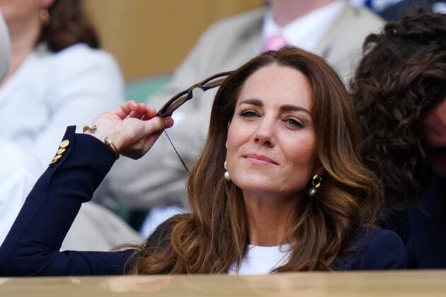Mandatory Credit: Photo by Shutterstock (12193045bi) Catherine Duchess of Cambridge watching the action from the Royal Box on Centre Court Wimbledon Tennis Championships, Day 5, The All England Lawn Tennis and Croquet Club, London, UK - 02 Jul 2021 Wimbledon Tennis Championships, Day 5, The All England Lawn Tennis and Croquet Club, London, UK - 02 Jul 2021  Copyright: xShutterstockx 12193045bi