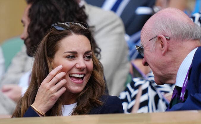 Mandatory Credit: Photo by Shutterstock (12193045bl) Catherine Duchess of Cambridge watching the action from the Royal Box on Centre Court alongside All England Club Chairman Ian Hewitt Wimbledon Tennis Championships, Day 5, The All England Lawn Tennis and Croquet Club, London, UK - 02 Jul 2021 Wimbledon Tennis Championships, Day 5, The All England Lawn Tennis and Croquet Club, London, UK - 02 Jul 2021  Copyright: xShutterstockx 12193045bl