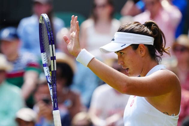 Mandatory Credit: Photo by Javier Garcia Shutterstock (12193040bk) Garbine Muguruza during her third round match Wimbledon Tennis Championships, Day 5, The All England Lawn Tennis and Croquet Club, London, UK - 02 Jul 2021 Wimbledon Tennis Championships, Day 5, The All England Lawn Tennis and Croquet Club, London, UK - 02 Jul 2021  Copyright: xJavierxGarcia Shutterstockx 12193040bk