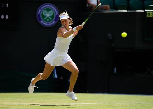 Mandatory Credit: Photo by Rob Prange Shutterstock (12193043l) Liudmila Samsonova of Russia in action during the third round of the 2021 Wimbledon Championships Grand Slam tennis tournament Wimbledon Tennis Championships, Day 5, The All England Lawn Tennis and Croquet Club, London, UK - 02 Jul 2021 Wimbledon Tennis Championships, Day 5, The All England Lawn Tennis and Croquet Club, London, UK - 02 Jul 2021  Copyright: xRobxPrange Shutterstockx 12193043l