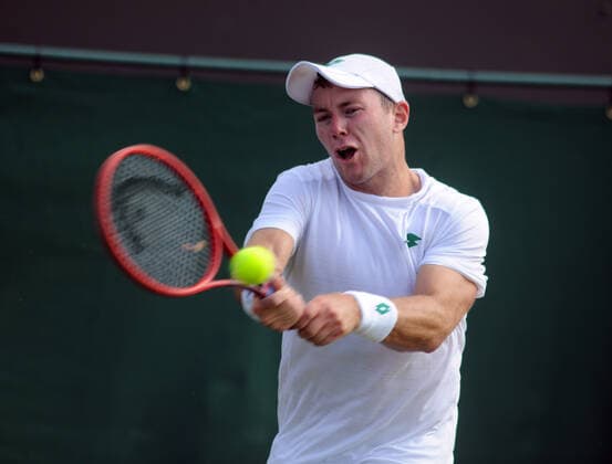 Tennis - 2021 All England Championships - Week One - Day Five (Friday) - Wimbledon Dominik Koepfer v Roberto Bautista Agut Dominik Koepfer - Germany 
