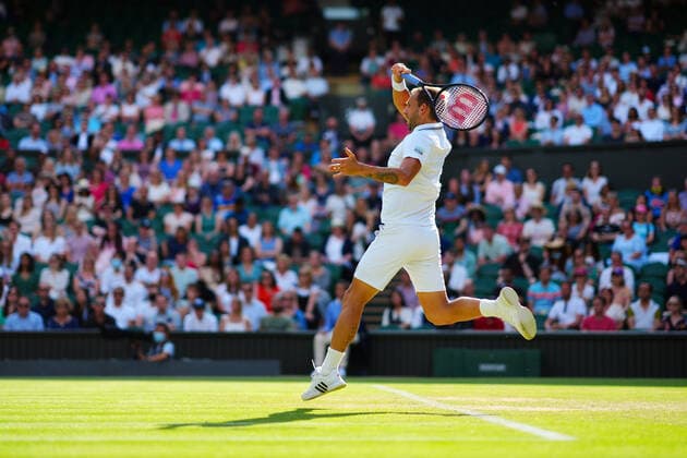 Mandatory Credit: Photo by Javier Garcia Shutterstock (12193040gn) Dan Evans during his third round match Wimbledon Tennis Championships, Day 5, The All England Lawn Tennis and Croquet Club, London, UK - 02 Jul 2021 Wimbledon Tennis Championships, Day 5, The All England Lawn Tennis and Croquet Club, London, UK - 02 Jul 2021  Copyright: xJavierxGarcia Shutterstockx 12193040gn