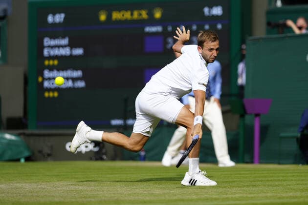Mandatory Credit: Photo by Shutterstock (12193045gs) Dan Evans during his third round match Wimbledon Tennis Championships, Day 5, The All England Lawn Tennis and Croquet Club, London, UK - 02 Jul 2021 Wimbledon Tennis Championships, Day 5, The All England Lawn Tennis and Croquet Club, London, UK - 02 Jul 2021  Copyright: xShutterstockx 12193045gs