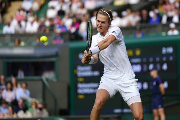Mandatory Credit: Photo by Shutterstock (12193045gw) Dan Evans during his third round match Wimbledon Tennis Championships, Day 5, The All England Lawn Tennis and Croquet Club, London, UK - 02 Jul 2021 Wimbledon Tennis Championships, Day 5, The All England Lawn Tennis and Croquet Club, London, UK - 02 Jul 2021  Copyright: xShutterstockx 12193045gw