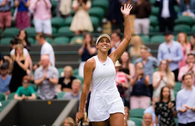 Mandatory Credit: Photo by Rob Prange Shutterstock (12193043ck) Madison Keys of the United States in action during her third-round match at the 2021 Wimbledon Championships Grand Slam tennis tournament Wimbledon Tennis Championships, Day 5, The All England Lawn Tennis and Croquet Club, London, UK - 02 Jul 2021 Wimbledon Tennis Championships, Day 5, The All England Lawn Tennis and Croquet Club, London, UK - 02 Jul 2021  Copyright: xRobxPrange Shutterstockx 12193043ck
