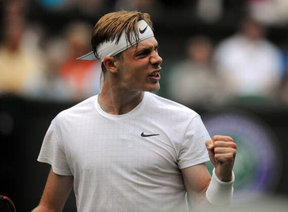 Tennis - 2021 All England Championships - Week One - Day Five (Friday) - Wimbledon Andy Murray v Denis Shapovalov Denis Shapovalov celebrates winning the 2nd set 