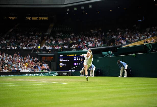 Mandatory Credit: Photo by Shutterstock (12193045jv) Denis Shapovalov during his third round match Wimbledon Tennis Championships, Day 5, The All England Lawn Tennis and Croquet Club, London, UK - 02 Jul 2021 Wimbledon Tennis Championships, Day 5, The All England Lawn Tennis and Croquet Club, London, UK - 02 Jul 2021  Copyright: xShutterstockx 12193045jv