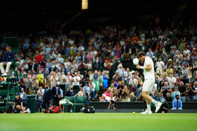 Mandatory Credit: Photo by Javier Garcia Shutterstock (12193040li) Andy Murray after defeat in his third round match Wimbledon Tennis Championships, Day 5, The All England Lawn Tennis and Croquet Club, London, UK - 02 Jul 2021 Wimbledon Tennis Championships, Day 5, The All England Lawn Tennis and Croquet Club, London, UK - 02 Jul 2021  Copyright: xJavierxGarcia Shutterstockx 12193040li
