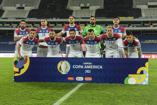 Futbol, Chile vs Brasil. Copa America Brasil 2021. Los Jugadores de Chile son fotografiados durante el partido por Cuarto de Final de Copa America disputado en el estadio Nilton Santos en Rio de Janeiro, Brasil. 2 07 2021 Marcello Dias DiaEsportivo Photosport Football, Chile vs Brazil. Brazil Copa America Championship 2021. Chile s player they are pictured during the match for quarterfinal of Copa America Championship at Nilton Santos stadium in Rio of Janeiro, Brazil. 2 07 2021 Marcello Dias DiaEsportivo Photosport Chile vs Brasil, Copa America 2021