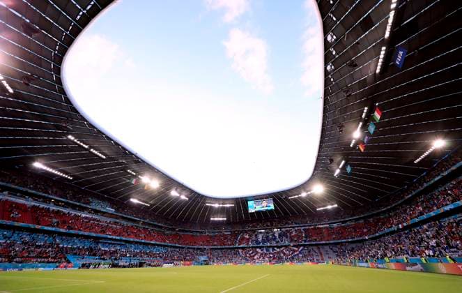 ALLIANZARENA in Munich UEFA European Football Championship 2020 Quarterfinal Match Belgium Italy 1 2 on 02 07 2021 in Munich DFL REGULATIONS PROHIBIT ANY USE OF PHOTOGRAPHS as IMAGE SEQUENCES and or QUASI VIDEO