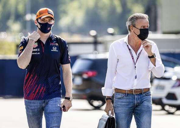 SPIELBERG Red Bull Racing s Max Verstappen along with his manager Raymond Vermeulen on arrival at the track ahead of the third free practice session for the Formula 1 Austrian Grand Prix The Grand Prix takes place at the Red Bull Ring race track in the state of Styria REMKO DE WAAL W xVIxANPxSportx xxANPxIVx 433350976