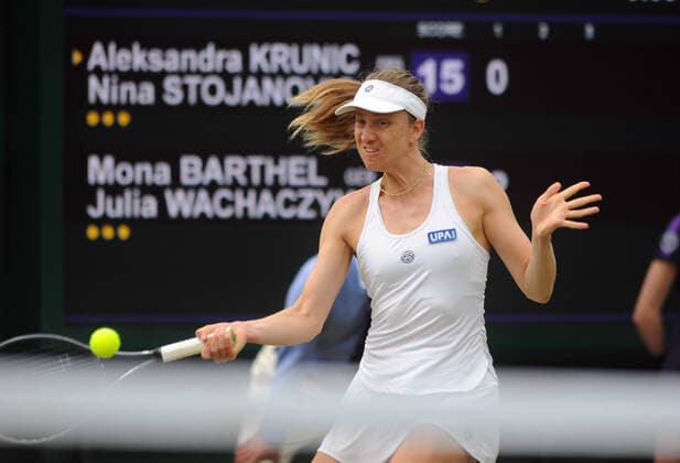 Tennis - 2021 All England Championships - Week One - Day Six (Saturday) - Wimbledon Ladies Doubles - Aleksandar Krunic and Nina Stojanovic v Mona Barthel and Julia Wachaczyk Mona Barthel - Germany 