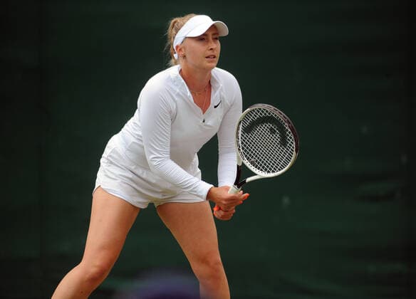Tennis - 2021 All England Championships - Week One - Day Six (Saturday) - Wimbledon Ladies Doubles - Aleksandar Krunic and Nina Stojanovic v Mona Barthel and Julia Wachaczyk Julia Wachaczyk - Germany 