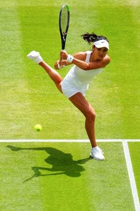 Mandatory Credit: Photo by Javier Garcia Shutterstock (12194408f) Emma Raducanu during her third round match Wimbledon Tennis Championships, Day 6, The All England Lawn Tennis and Croquet Club, London, UK - 03 Jul 2021 Wimbledon Tennis Championships, Day 6, The All England Lawn Tennis and Croquet Club, London, UK - 03 Jul 2021  Copyright: xJavierxGarcia Shutterstockx 12194408f