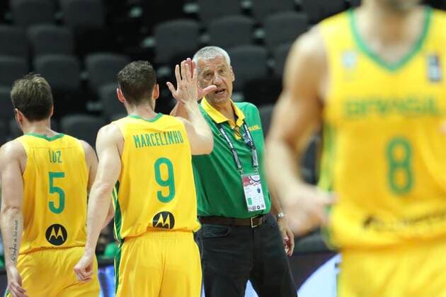 Brazil v Mexico - Semi Final: 2020 FIBA Men s Olympic Qualifying Tournament Brazil Head Coach Aleksandar Petrovic and Marcelinho Huertas of Brazil high five prior the 2020 FIBA Men s Olympic Qualifying Tournament game between Brazil and Mexico at Spaladium Arena on July 3, 2021 in Split, Croatia. IvoxCagalj PIXSELL