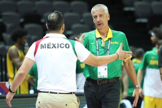 Brazil v Mexico - Semi Final: 2020 FIBA Men s Olympic Qualifying Tournament Brazil Head Coach Aleksandar Petrovic shake hand with Mexico Head Coach Omar Quintero after the 2020 FIBA Men s Olympic Qualifying Tournament game between Brazil and Mexico at Spaladium Arena on July 3, 2021 in Split, Croatia. IvoxCagalj PIXSELL