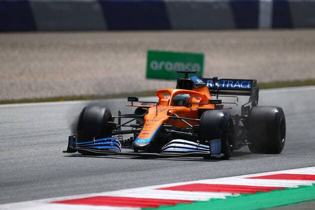 Formula 1 Austria Gran Prix 2021 Daniel Ricciardo of McLaren on track during free pratice of Formula 1 Gran Prix 2021 of Austria Spielberg Red Bull Ring Austria Copyright: xBasilex