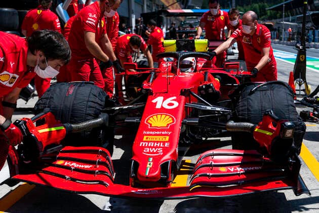 F1 Grand Prix of Austria 16 Charles Leclerc (MON, Scuderia Ferrari Mission Winnow), F1 Grand Prix of Austria at Red Bull Ring on July 3, 2021 in Spielberg, Austria. (Photo by COLOMBO IMAGES FIA Pool via HOCH ZWEI) Spielberg Austria Poolfoto HOCH ZWEI Pool COLOMBO IMAGES ,EDITORIAL USE ONLY