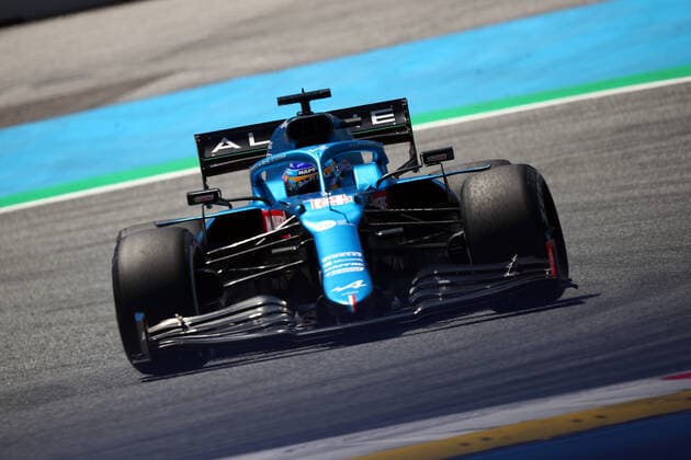 Formula 1 Austria Gran Prix 2021 Fernando Alonso of Alpine F1 Team on track during free pratice of Formula 1 Gran Prix 2021 of Austria Spielberg Red Bull Ring Austria Copyright: xBasilex