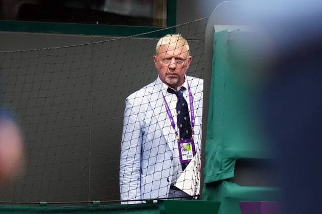 Mandatory Credit: Photo by Dave Shopland Shutterstock (12194409dh) Boris Becker courtside Wimbledon Tennis Championships, Day 6, The All England Lawn Tennis and Croquet Club, London, UK - 03 Jul 2021 Wimbledon Tennis Championships, Day 6, The All England Lawn Tennis and Croquet Club, London, UK - 03 Jul 2021  Copyright: xDavexShopland Shutterstockx 12194409dh