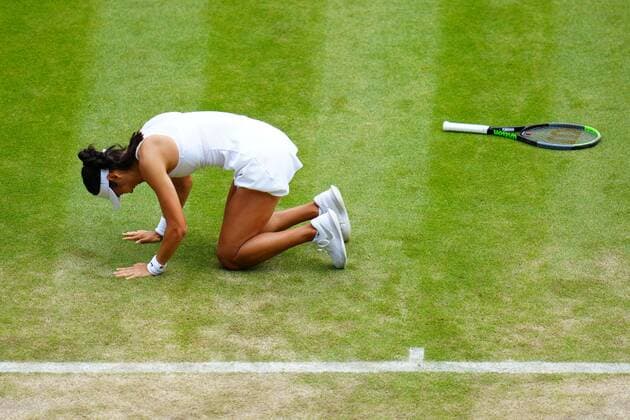 Mandatory Credit: Photo by Javier Garcia Shutterstock (12194408bs) Emma Raducanu celebrates victory in her third round match Wimbledon Tennis Championships, Day 6, The All England Lawn Tennis and Croquet Club, London, UK - 03 Jul 2021 Wimbledon Tennis Championships, Day 6, The All England Lawn Tennis and Croquet Club, London, UK - 03 Jul 2021  Copyright: xJavierxGarcia Shutterstockx 12194408bs