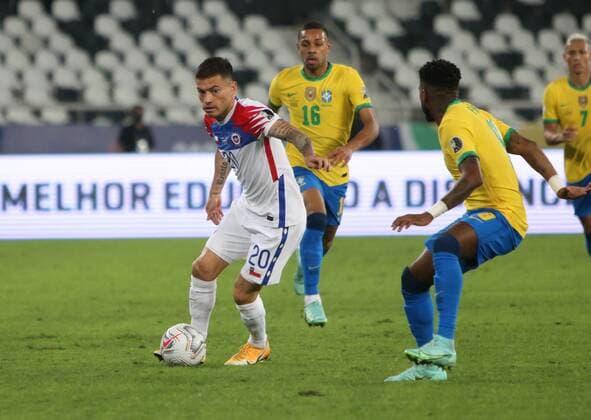C. Aranguiz of Chili during the Copa America 2021, quarter final football match between Brazil and Chile on July 2 , 2021 at Olympic stadium in Rio de Janeiro, Brazil FOOTBALL : Copa America 2021 - 1 4 de Finale - Bresil s chili - 02 07 2021 LaurentLairys Panoramic 