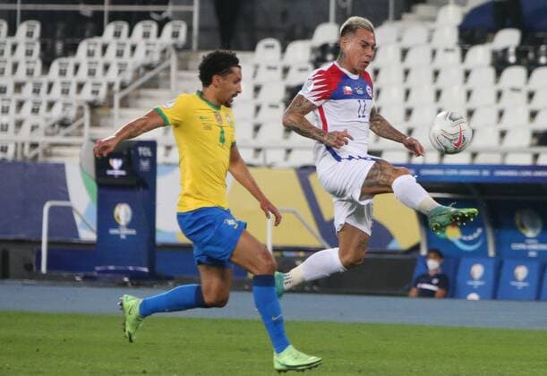 E. Vargas of Chili during the Copa America 2021, quarter final football match between Brazil and Chile on July 2 , 2021 at Olympic stadium in Rio de Janeiro, Brazil FOOTBALL : Copa America 2021 - 1 4 de Finale - Bresil s chili - 02 07 2021 LaurentLairys Panoramic 